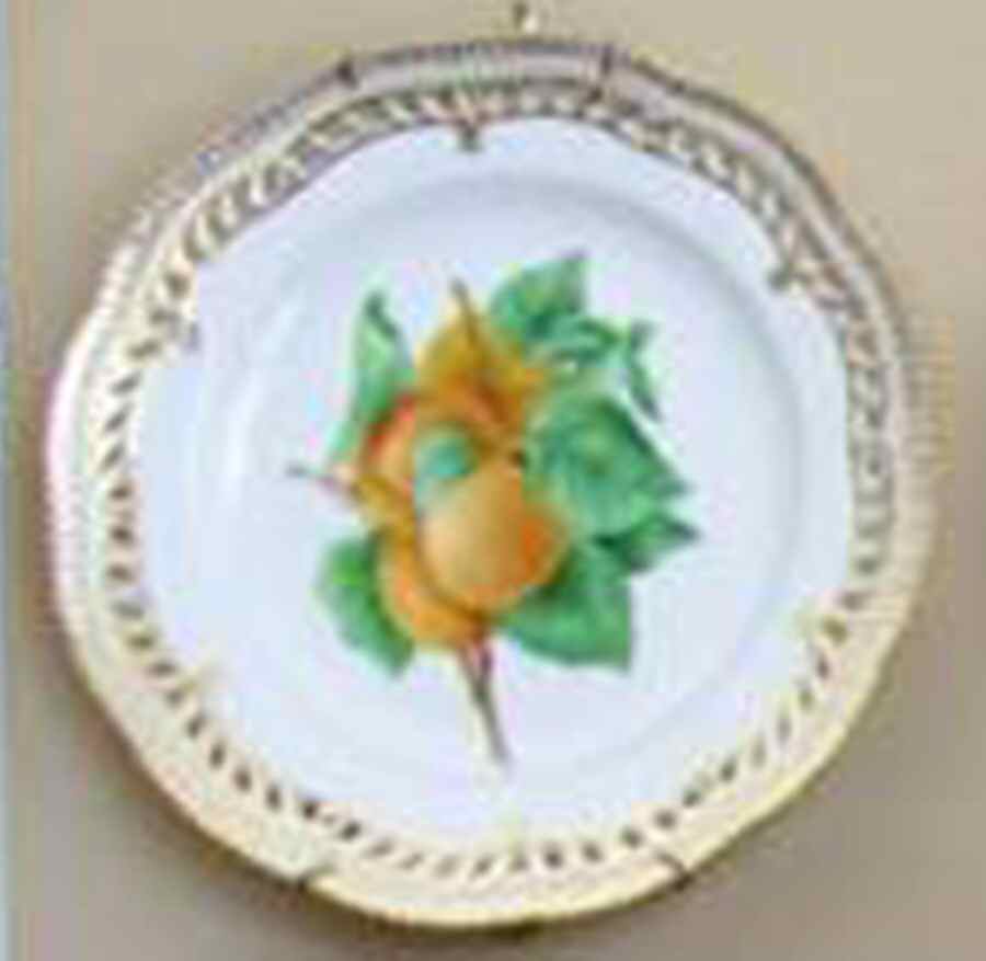 Flora Danica (1790 To 1960) 9" Pierced Luncheon Plate/Fruit Stand-Apricots by Royal Copenhagen-1