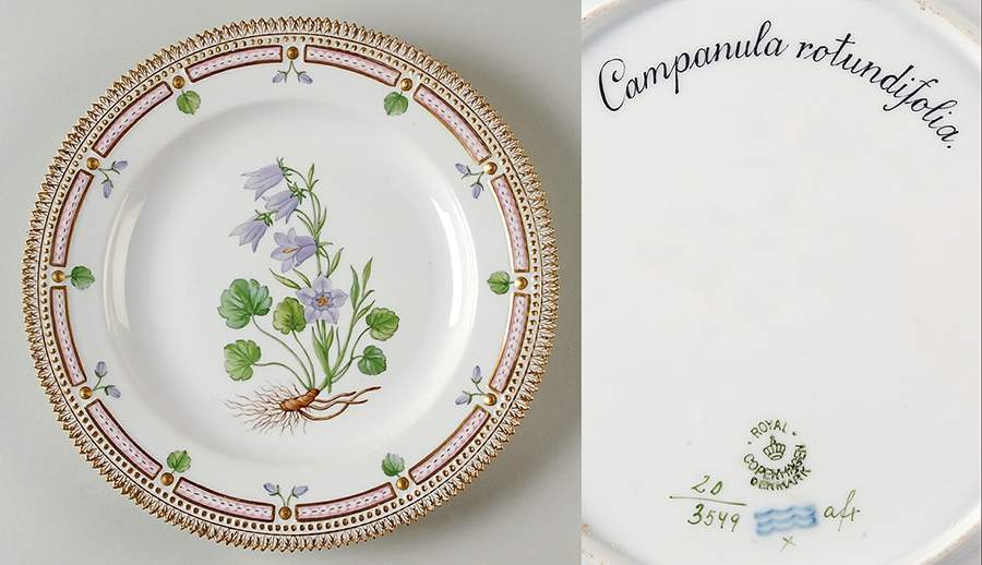 Flora Danica (1790 To 1960) Dinner Plate-Campanula rotundifolia by Royal Copenhagen-1