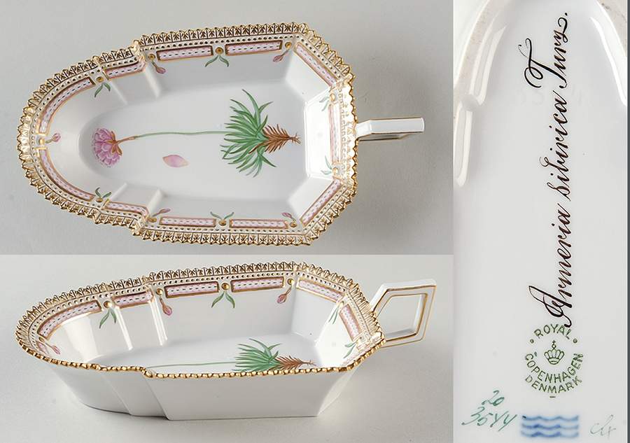 Flora Danica (1790 To 1960) 8" Pickle/Accent Dish-Armeria sibirica Turys. by Royal Copenhagen-1