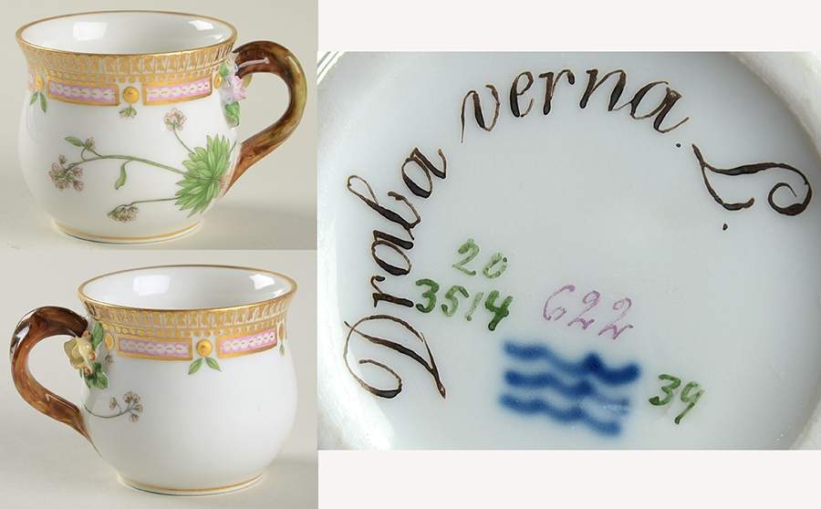 Flora Danica (1790 To 1960) Round Custard Cup-Drava verna by Royal Copenhagen-1
