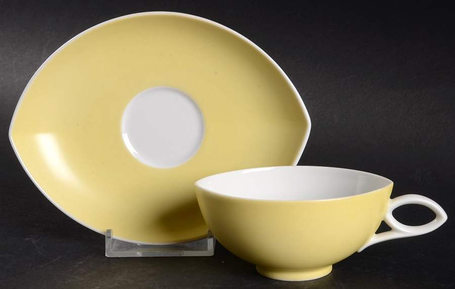 Oval Yellow Flat Demitasse Cup & Saucer Set by Rosenthal - Continental-1