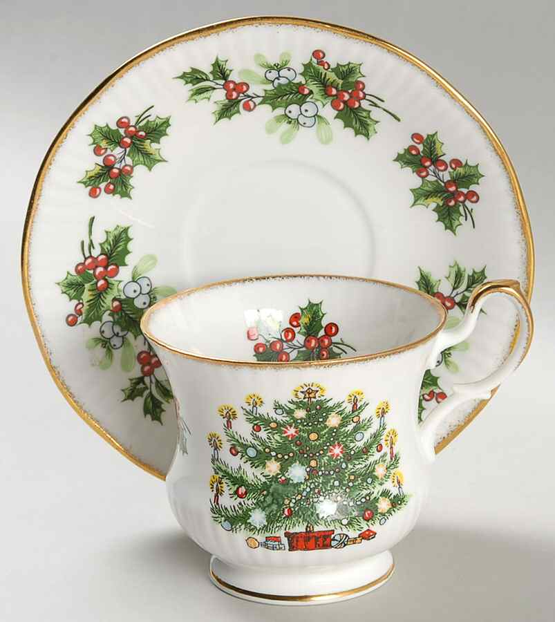 Christmas Tree Footed Cup & Saucer Set by Rosina-Queens-1