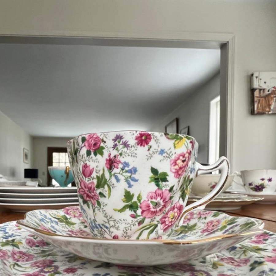 5063 Footed Cup & Saucer Set by Rosina-Queens-1