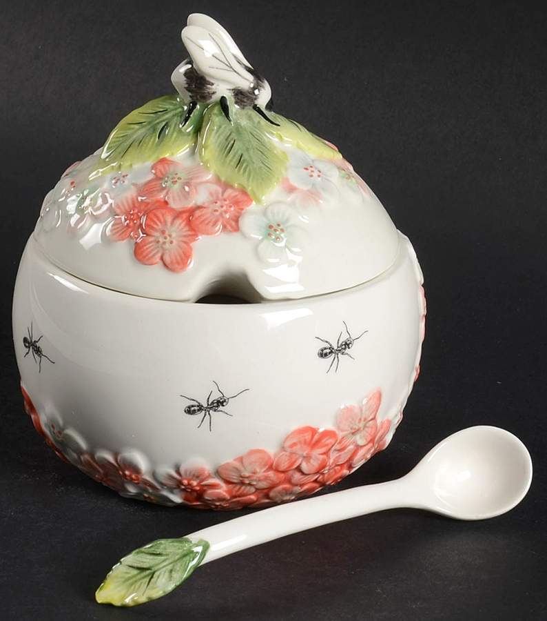 Edie Rose Hydrangea Collection Sugar Bowl & Lid W/Spoon by Rachel Bilson-1