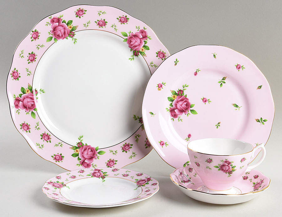New Country Roses Pink 5 Piece Place Setting by Royal Albert-1