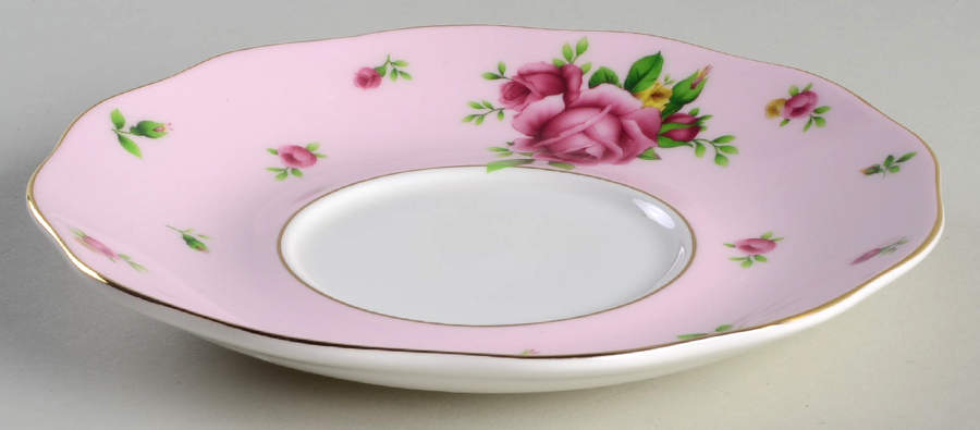 New Country Roses Pink Saucer for Individual Teapot & Lid w/Cup & Saucer by Royal Albert-1