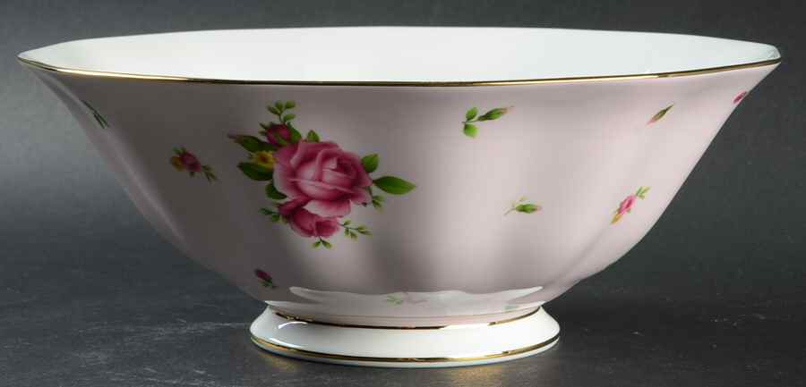 New Country Roses Pink 10" Large Salad Serving Bowl by Royal Albert-1