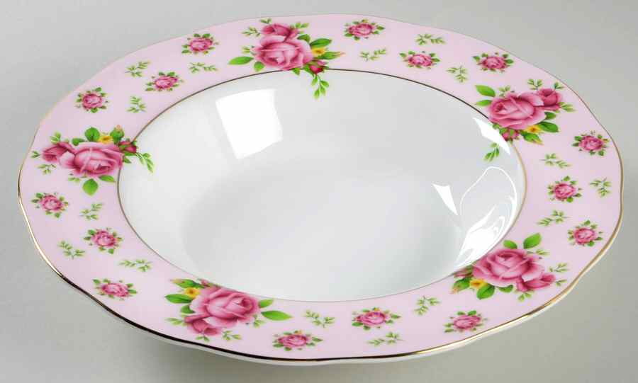 New Country Roses Pink Large Rim Soup Bowl by Royal Albert-1