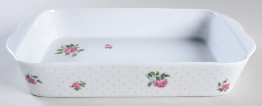 New Country Roses White 12" Rectangular Baker by Royal Albert-1