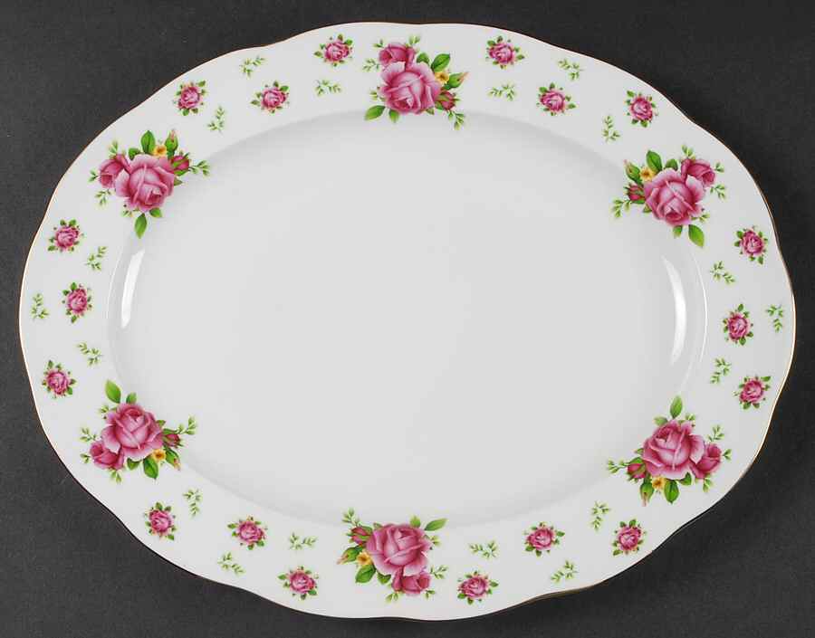 New Country Roses White 13" Oval Serving Platter by Royal Albert-1