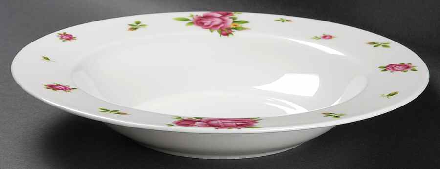 New Country Roses White Large Rim Soup Bowl by Royal Albert-1