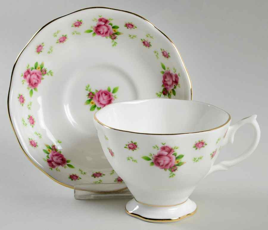New Country Roses White Footed Cup & Saucer Set by Royal Albert-1