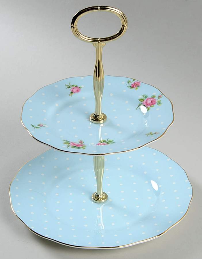 Polka Rose 2-Tiered Serving Tray (Salad #2 & Bread/Butter #2) by Royal Albert-1