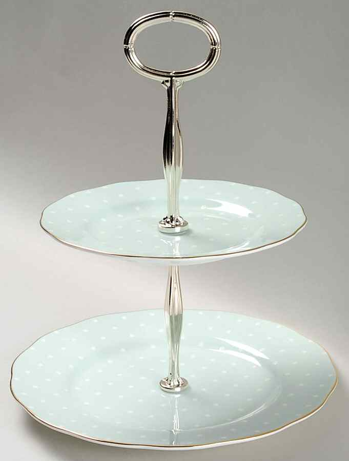 Polka Rose 2-Tiered Serving Tray (Salad #1 & Bread/Butter #1) by Royal Albert-1
