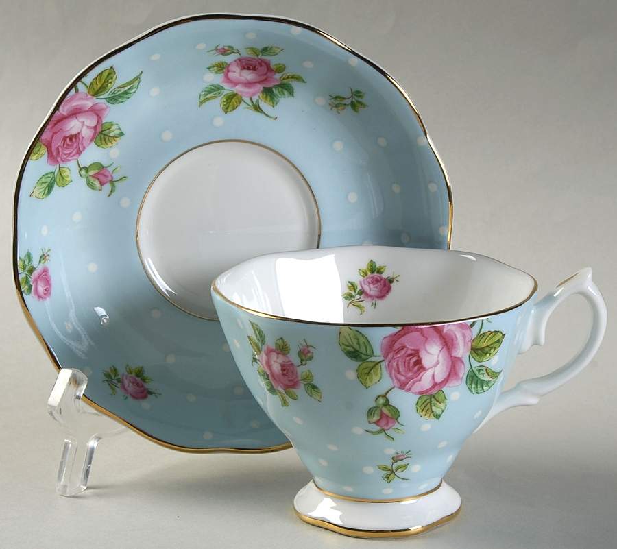 Polka Rose Footed Cup & Saucer Set by Royal Albert-1