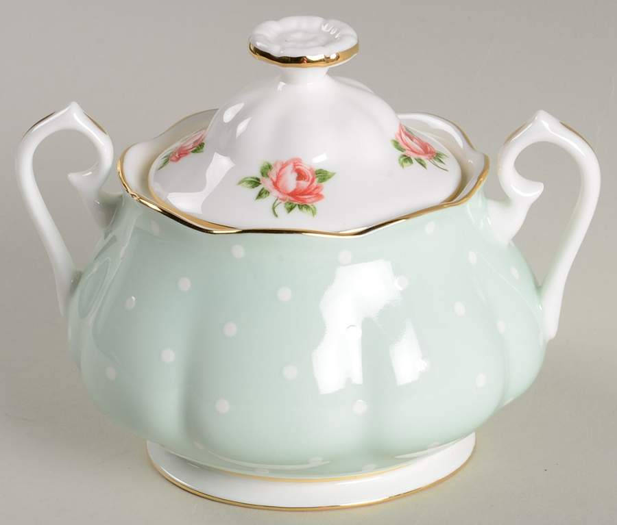 Polka Rose Sugar Bowl & Lid by Royal Albert-1