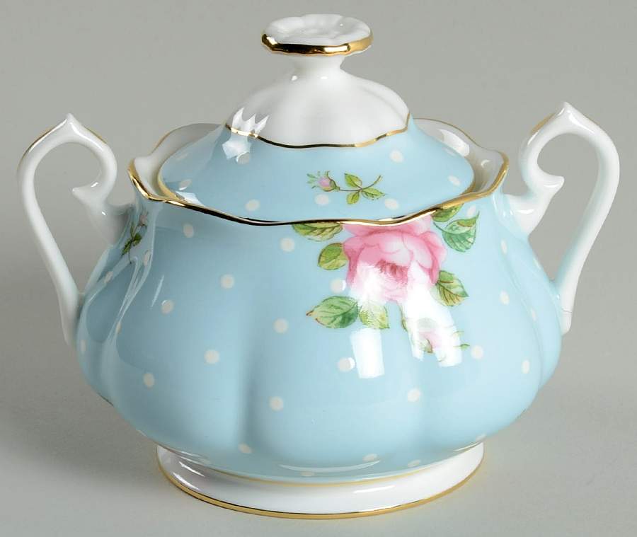 Polka Rose Sugar Bowl & Lid by Royal Albert-1
