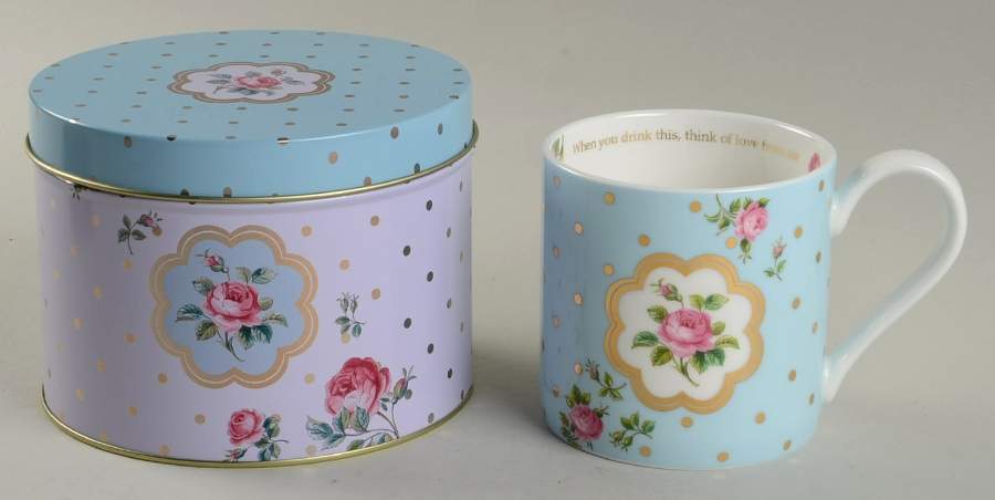 Polka Rose Sentiment Mug & Tin w/Lid Set by Royal Albert-1