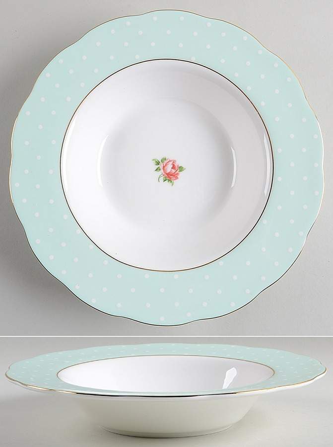 Polka Rose Large Rim Soup Bowl by Royal Albert-1
