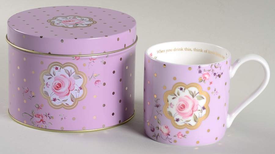 Rose Confetti Sentiment Mug & Tin w/Lid Set by Royal Albert-1