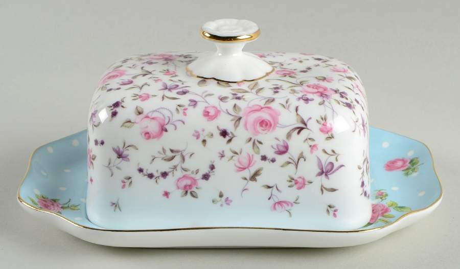 Rose Confetti Rectangular Covered Butter by Royal Albert-1