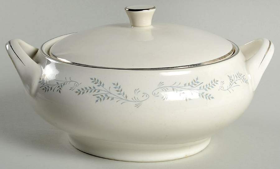 Silver Leaf Round Covered Vegetable by Royalton-1