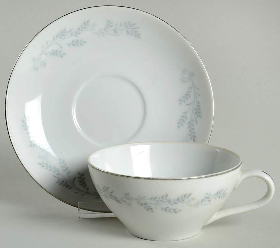 Silver Leaf Flat Cup & Saucer Set by Royalton-1