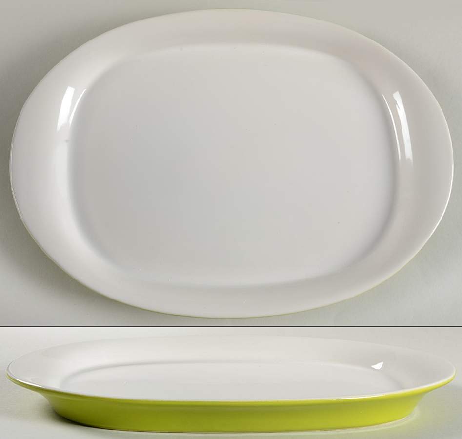 Round and Square Green Apple 14" Oval Serving Platter by Rachael Ray-1