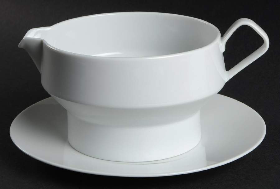 Format White Round Gravy Boat & Bread and Butter Stand by Rosenthal - Continental-1