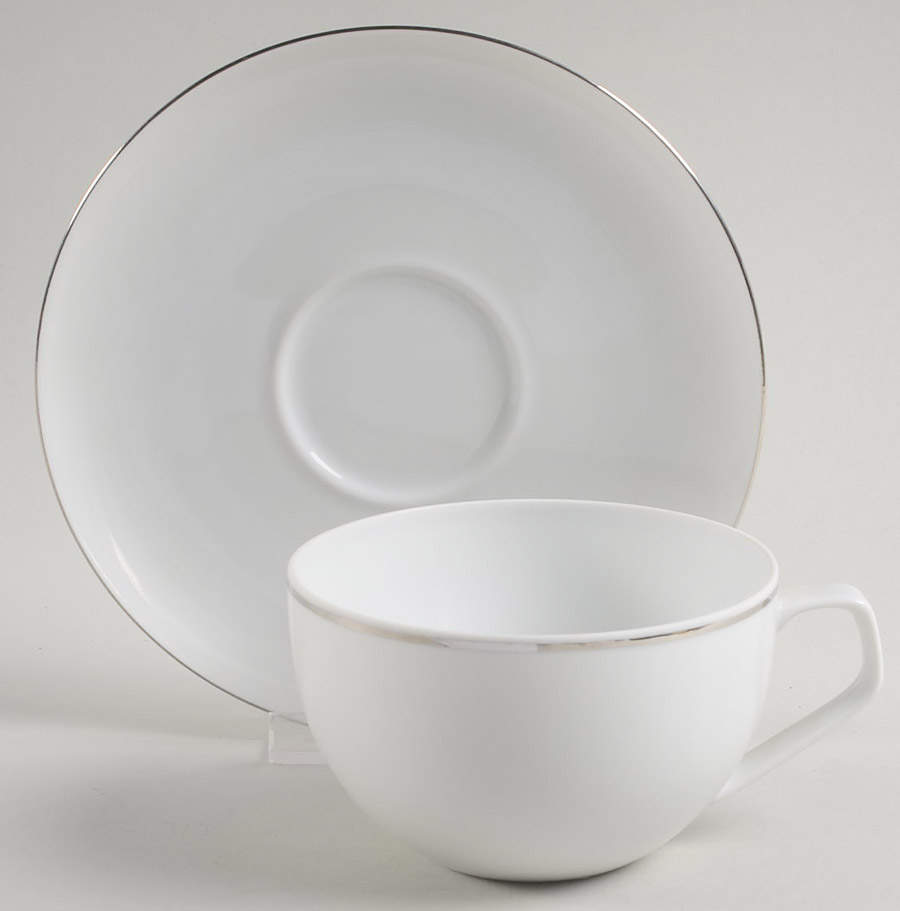 Tac 02 Platinum Flat Cup & Saucer Set by Rosenthal - Continental-1