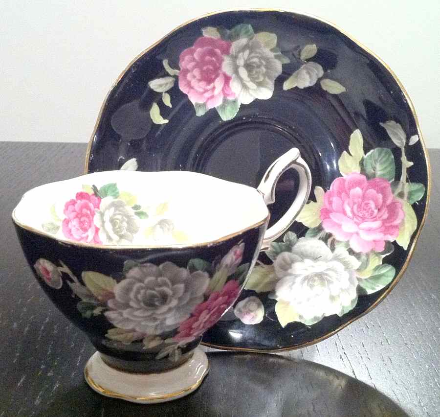 Evening Rhapsody Black Footed Cup & Saucer Set by Royal Albert-1