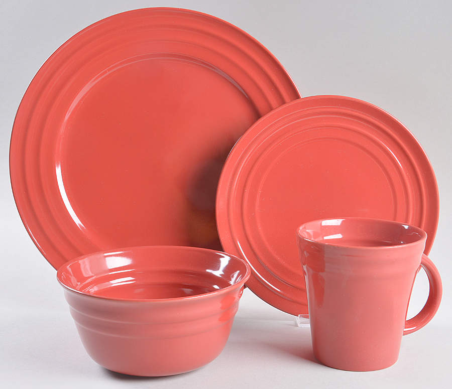 Double Ridge Red 4 Piece Place Setting by Rachael Ray-1