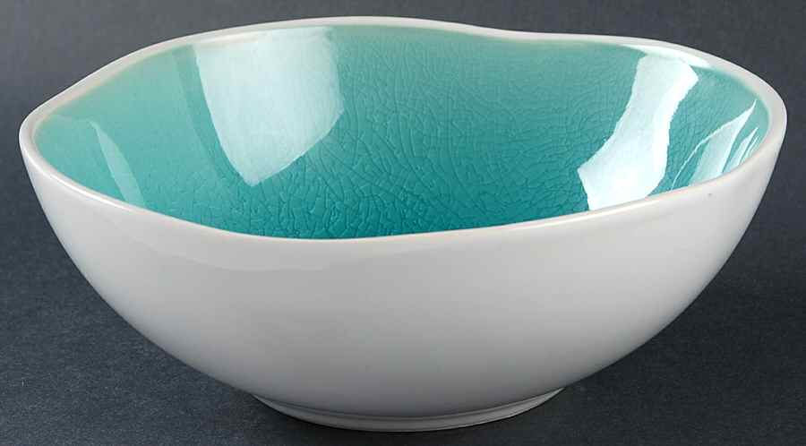 Crackle Glass Turquoise Coupe Soup Bowl by Roscher & Co-1