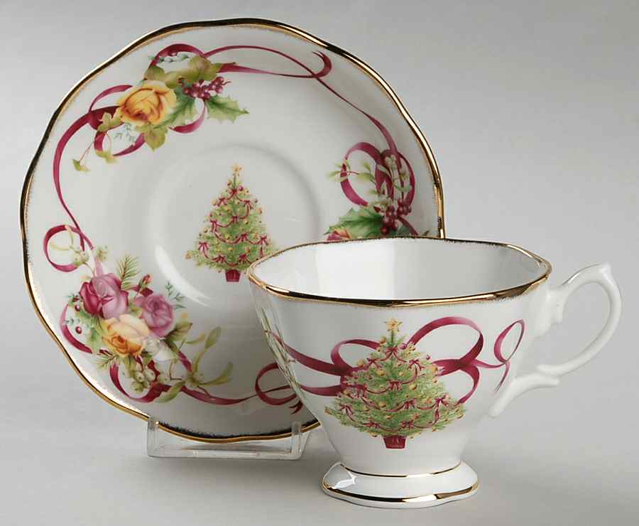 Old Country Roses (Christmas Tree) Footed Cup & Saucer Set by Royal Albert-1