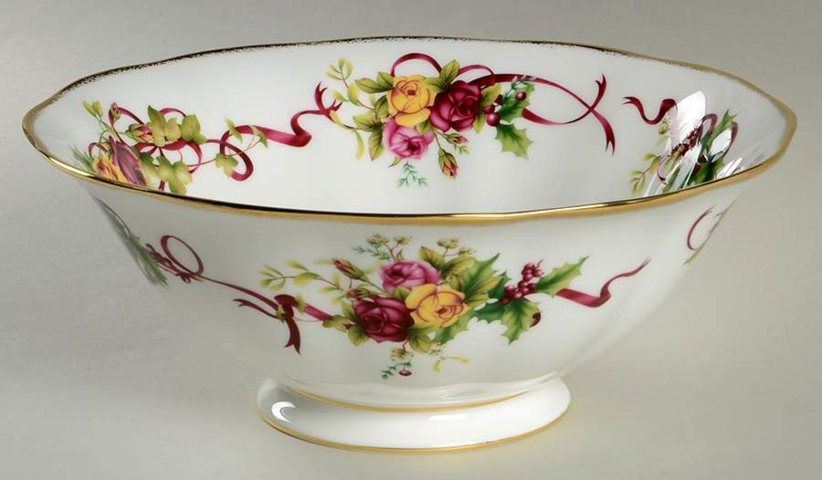 Old Country Roses (Christmas Tree) 10" Round Vegetable Bowl by Royal Albert-1