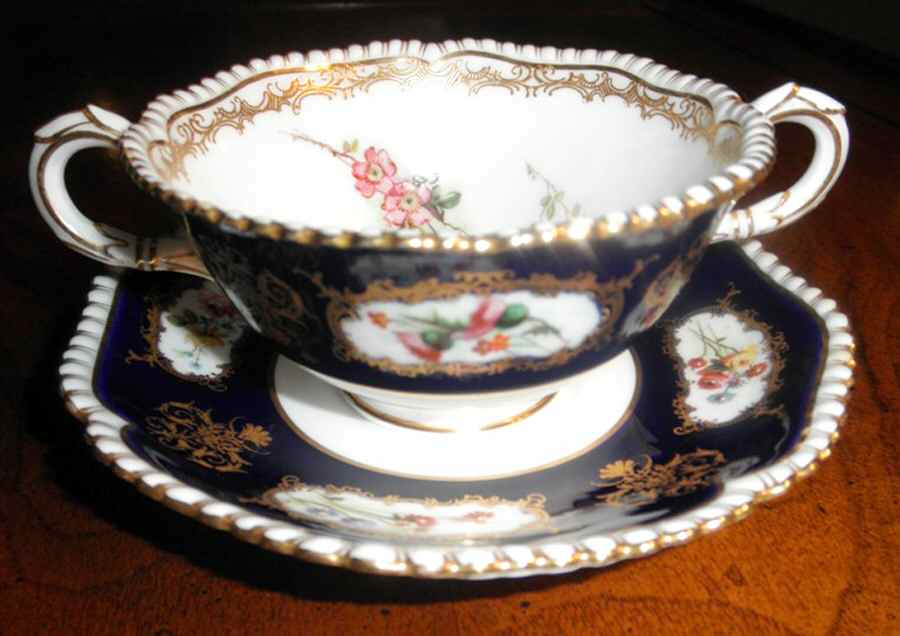 W5259 Footed Cream Soup Bowl & Saucer Set by Royal Worcester-1