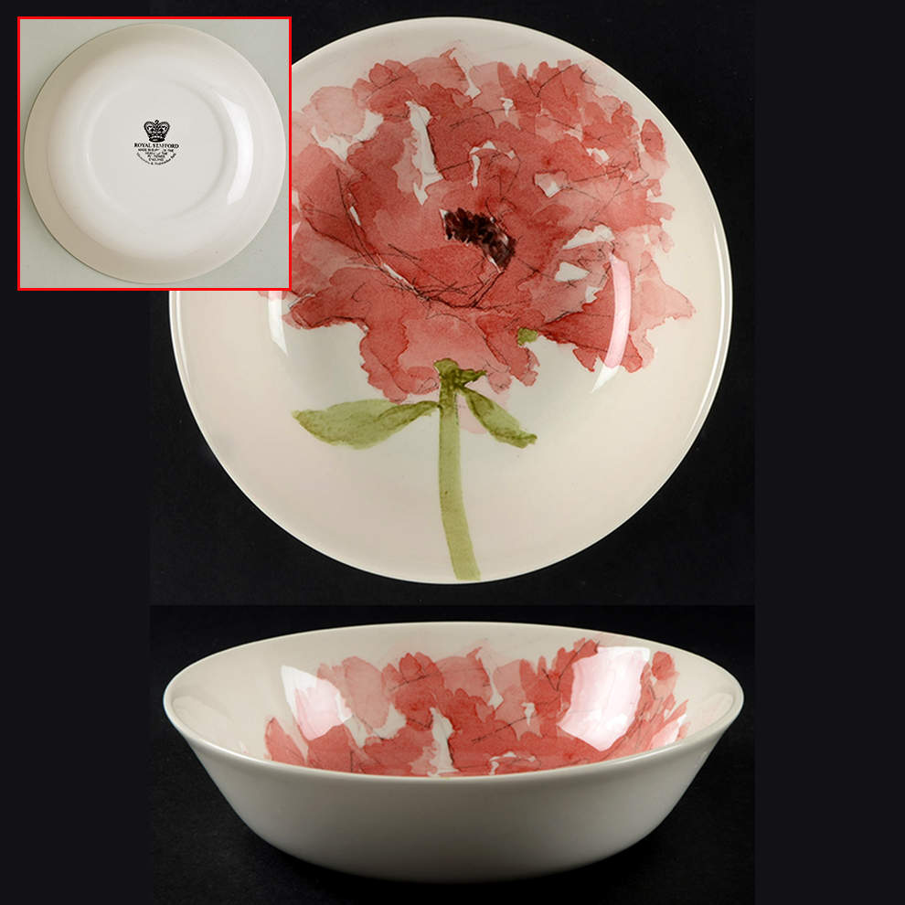 Red Poppy Soup/Cereal Bowl by Royal Stafford-1