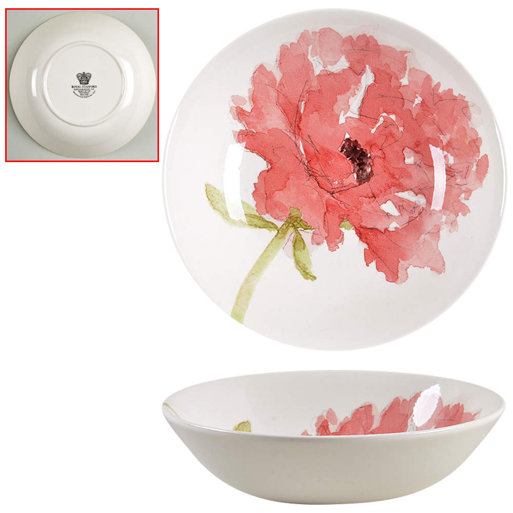 Red Poppy Soup/Cereal Bowl by Royal Stafford-1