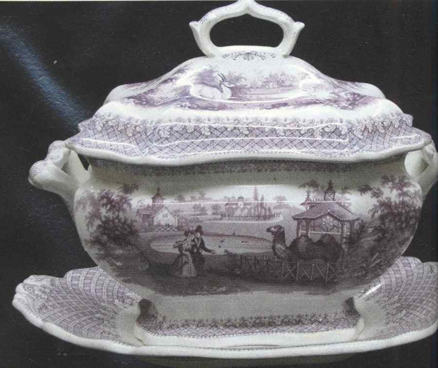 London Zoological Garden Tureen & Lid w/Underplate by Robinson Wood & Brownf-1