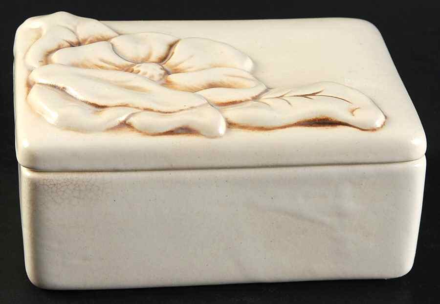 Magnolia Ivory Brown Cigarette Box & Lid by Red Wing-1