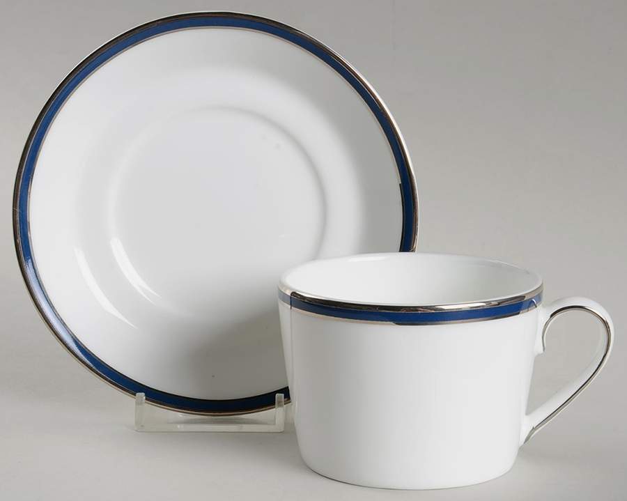 Signature Blue Flat Cup & Saucer Set by Royal Doulton-1