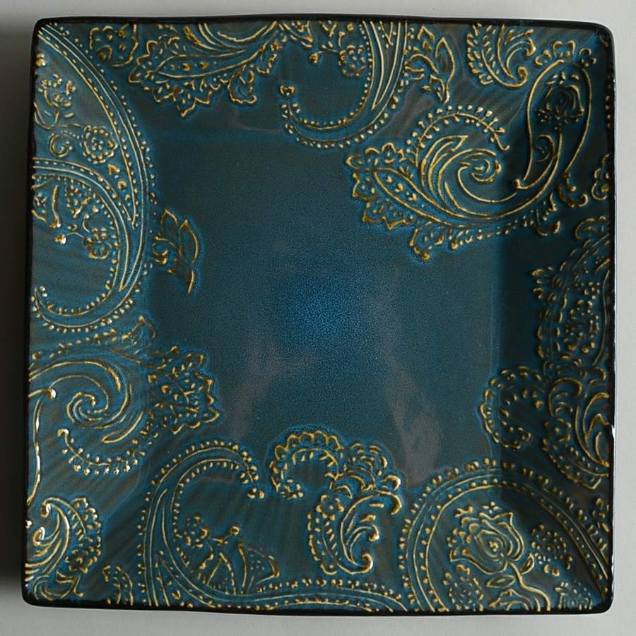 Paisley Teal Green Dinner Plate by Roscher & Co-1