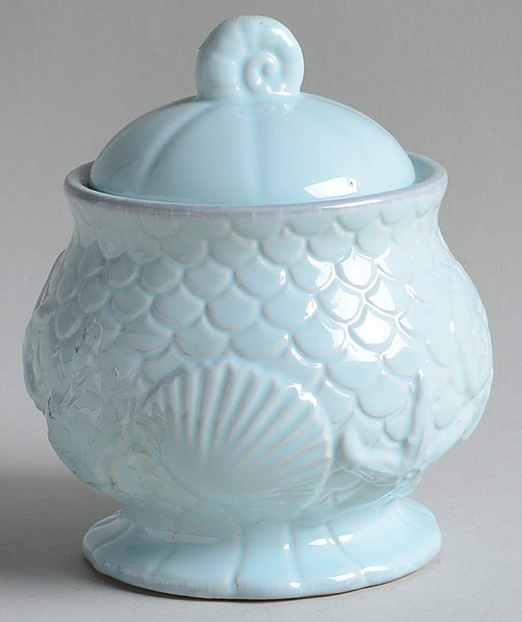 Nautilus Aqua Sugar Bowl & Lid by Roscher & Co-1
