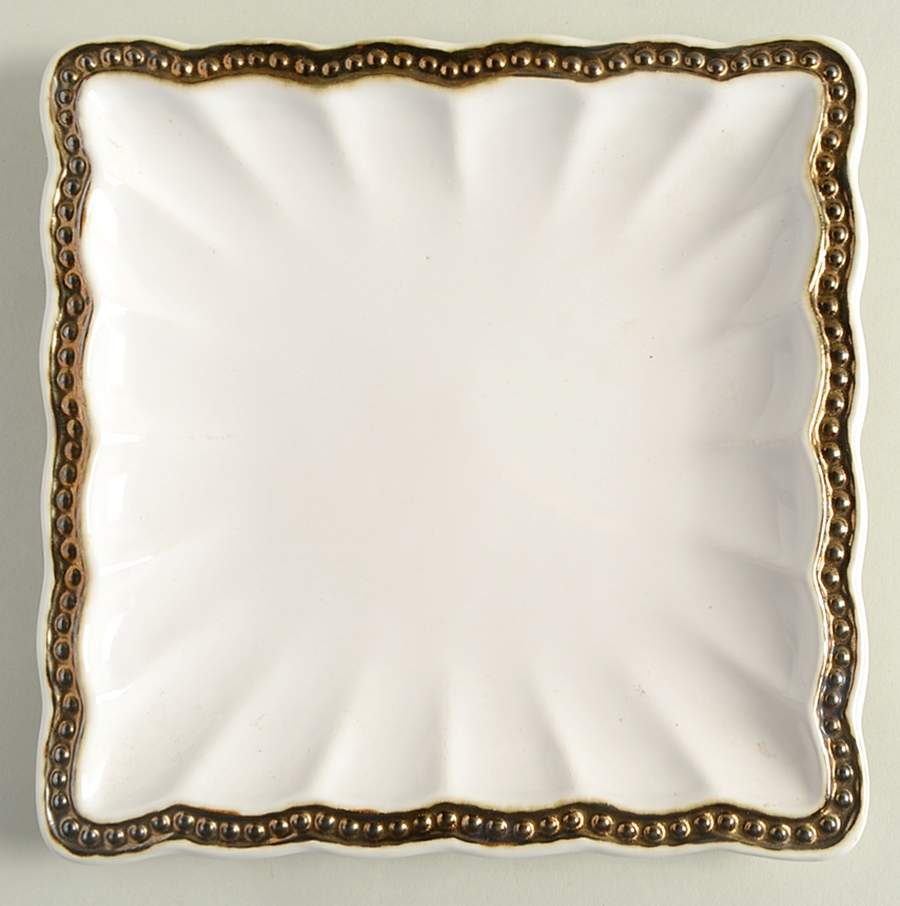 Hobnail White Gold Square Salad Plate by Roscher & Co-1
