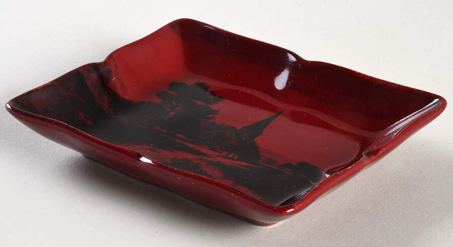 Flambe - Woodcut 4" Trinket Tray by Royal Doulton-1