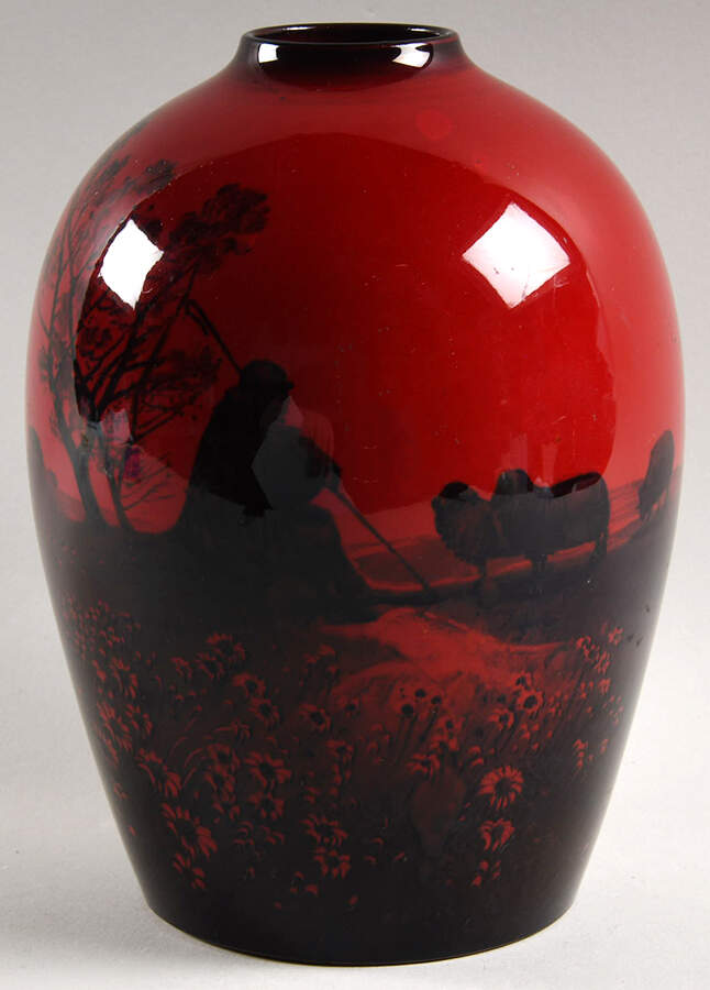 Flambe - Woodcut 7" Vase by Royal Doulton-1