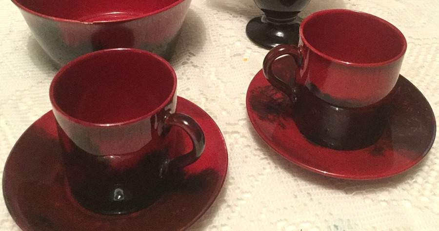 Flambe - Woodcut Flat Cup & Saucer Set by Royal Doulton-1