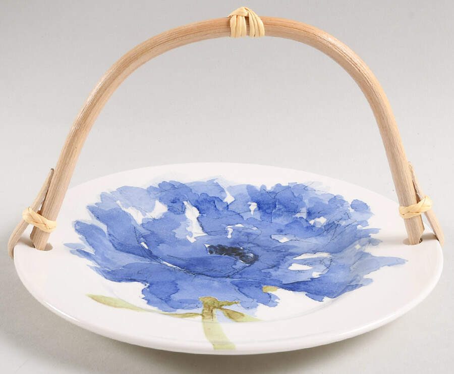 Blue Poppy 5 3/8"-5 5/8" Bamboo Handled Serving Plate  HC by Royal Stafford-1