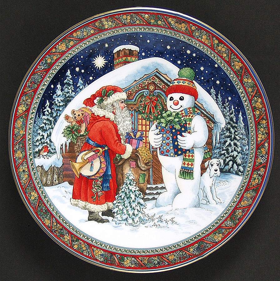 Christmas Tales Plate - Santa & The Snowman - No Box by Royal Worcester-1