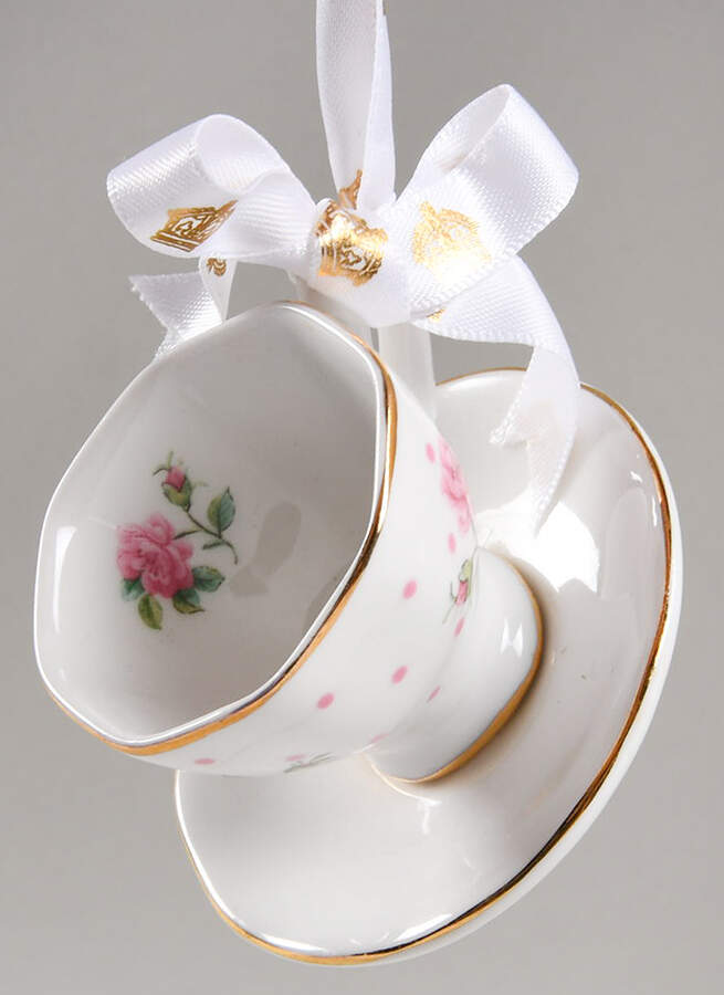 Cheeky Pink Teacup & Saucer Ornament by Royal Albert-1